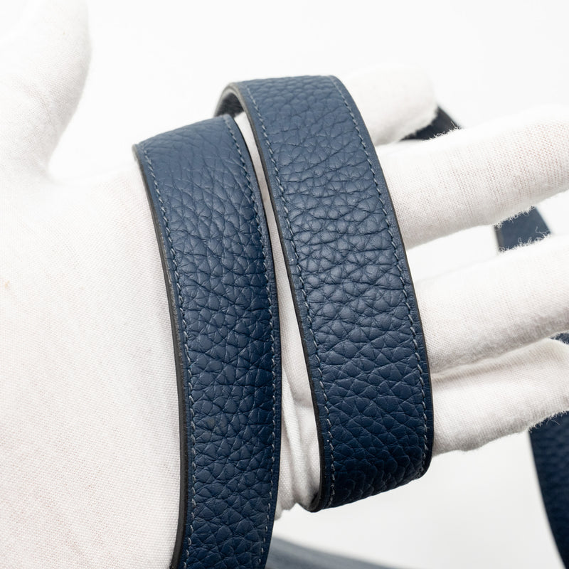 Hermes Mini Lindy Clemence Bleu De Prusse GHW Stamp W