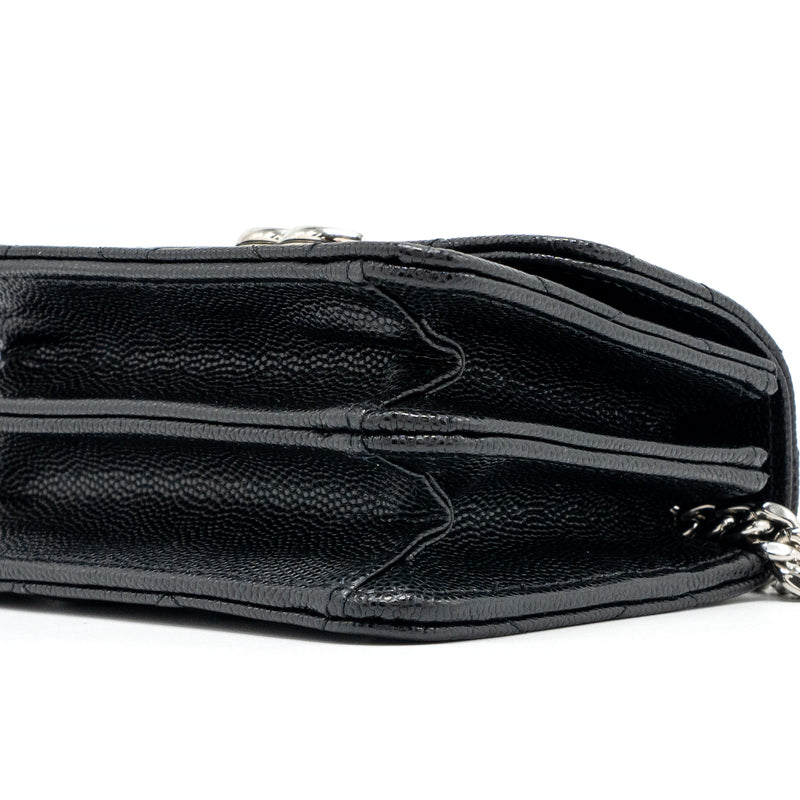 Chanel 22S coco lettering MINI flap bag with enamel top handle caviar black SHW