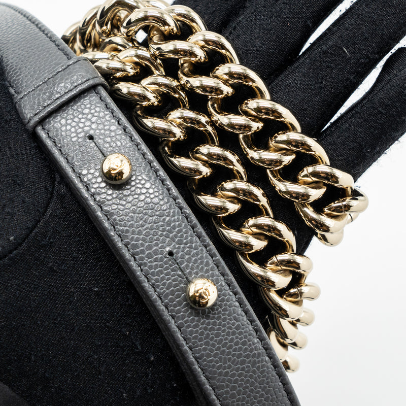 Chanel small boy bag caviar grey LGHW (microchip)