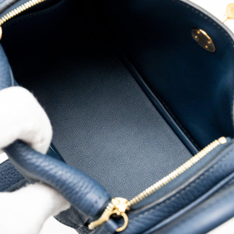 Hermes Mini Lindy Clemence Bleu De Prusse GHW Stamp W