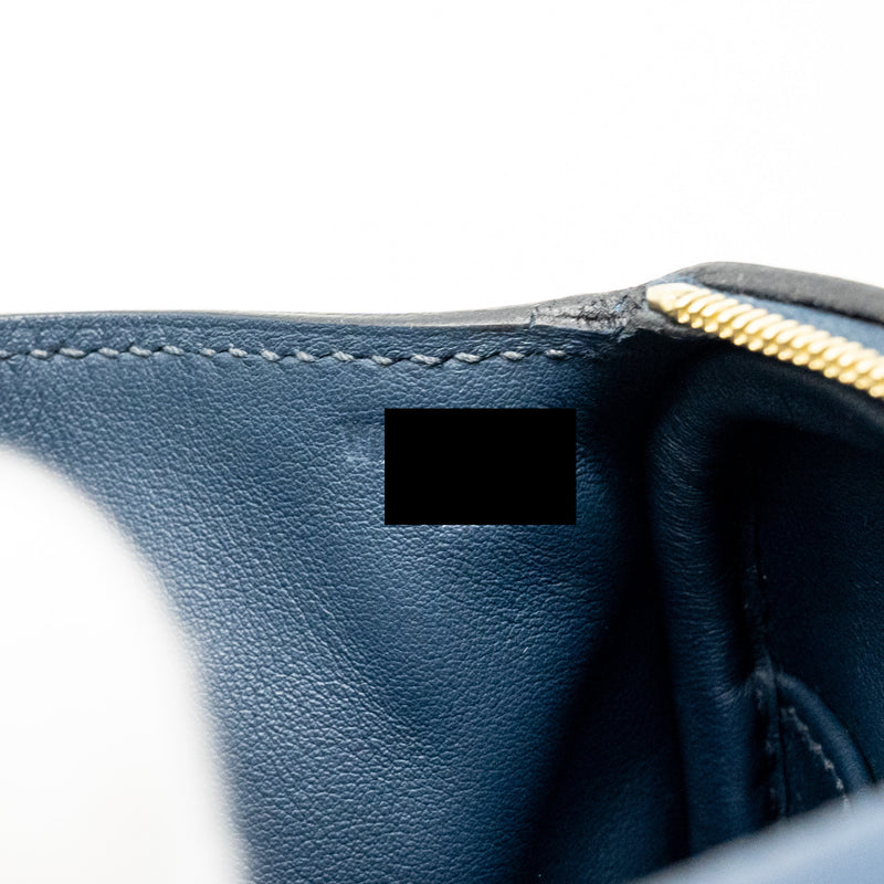Hermes Mini Lindy Clemence Bleu De Prusse GHW Stamp W