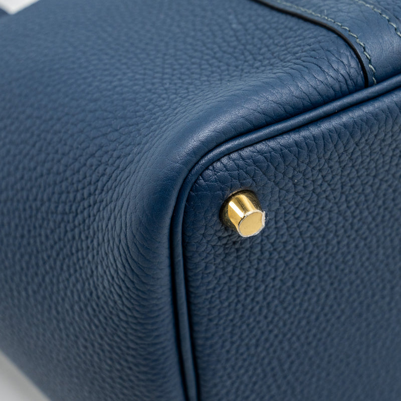 Hermes Picotin 18 Lock Bag Clemence Bleu De Prusse GHW Stamp W