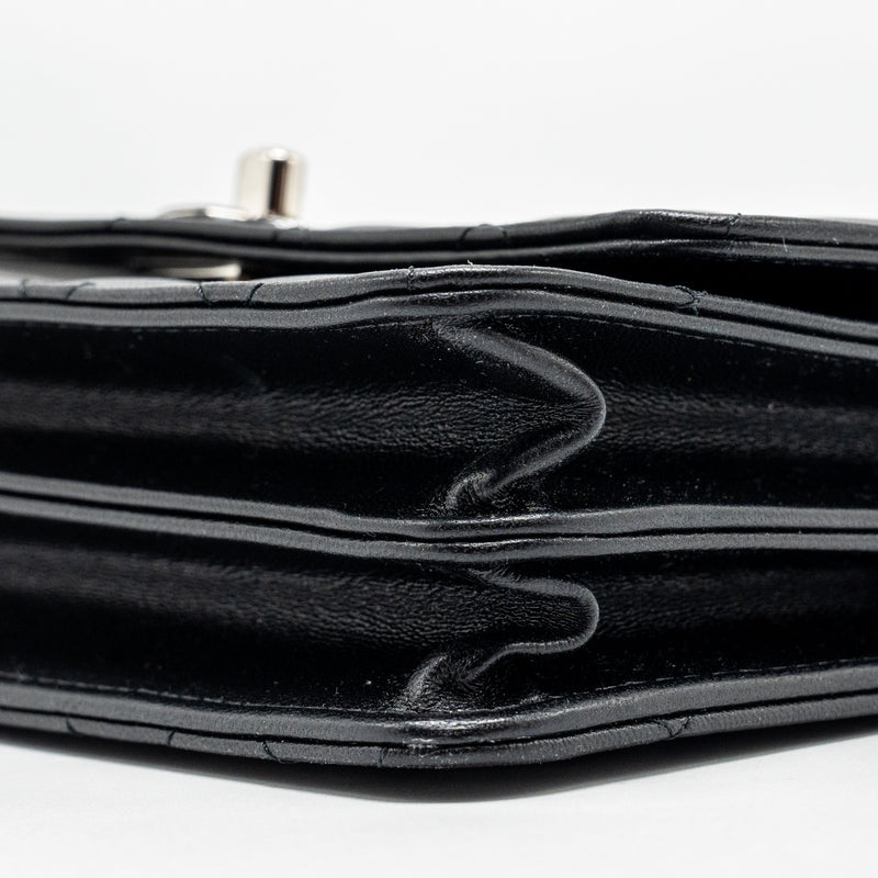 Chanel Top Handle Mini Wallet On Chain Flap Bag Lambskin Black SHW (Microchip)