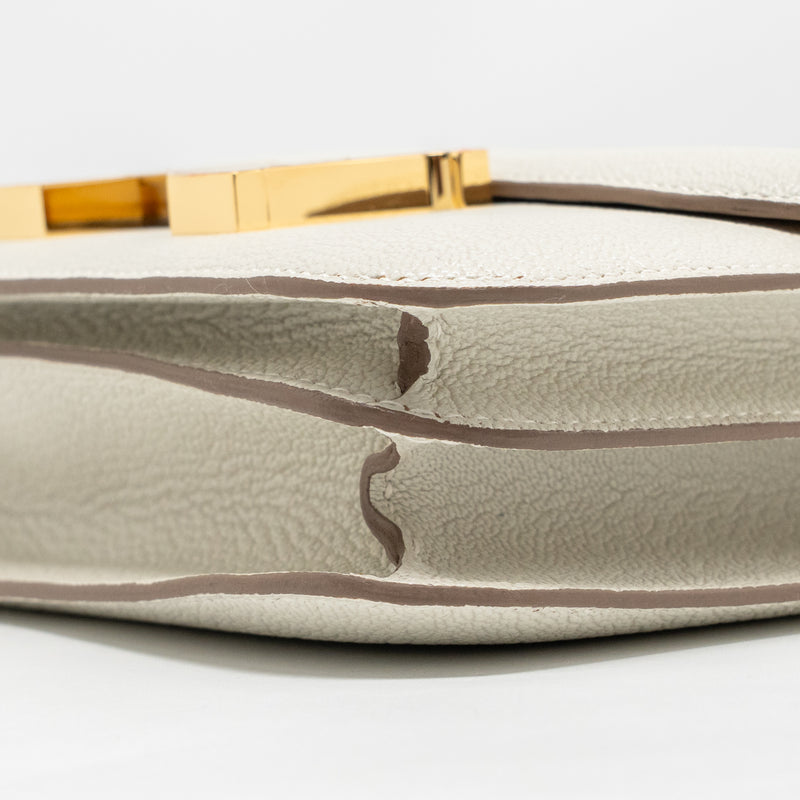 Hermes Mini Constance Chèvre Mysore Mushroom/Biscuit GHW Stamp B