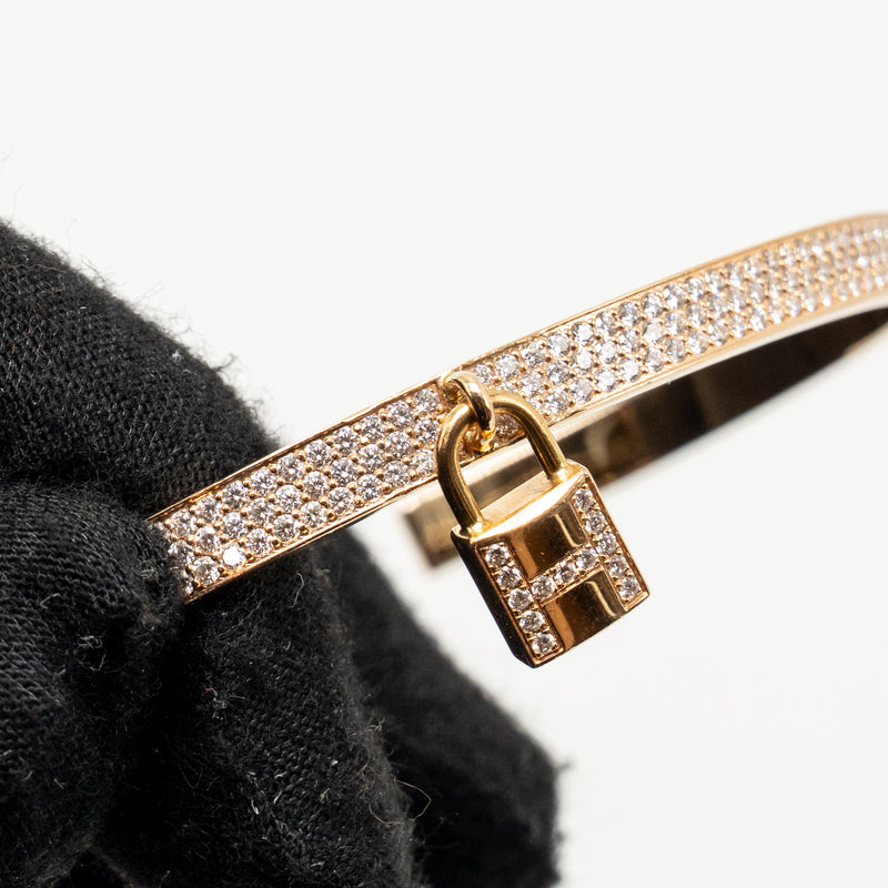 Hermes Size SH Kelly cadenas bracelet, small model rose gold with diamonds