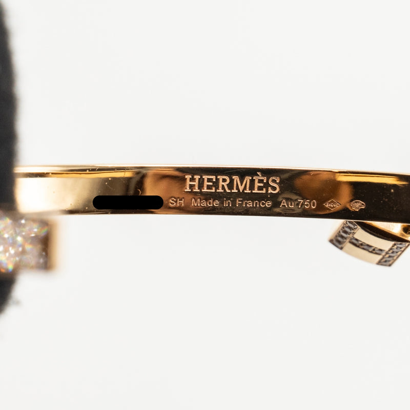 Hermes Size SH Kelly cadenas bracelet, small model rose gold with diamonds