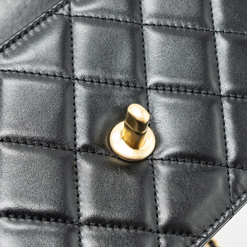 Chanel 24c Gold Crush Mini Flap Bag Calfskin Black GHW (Microchip)