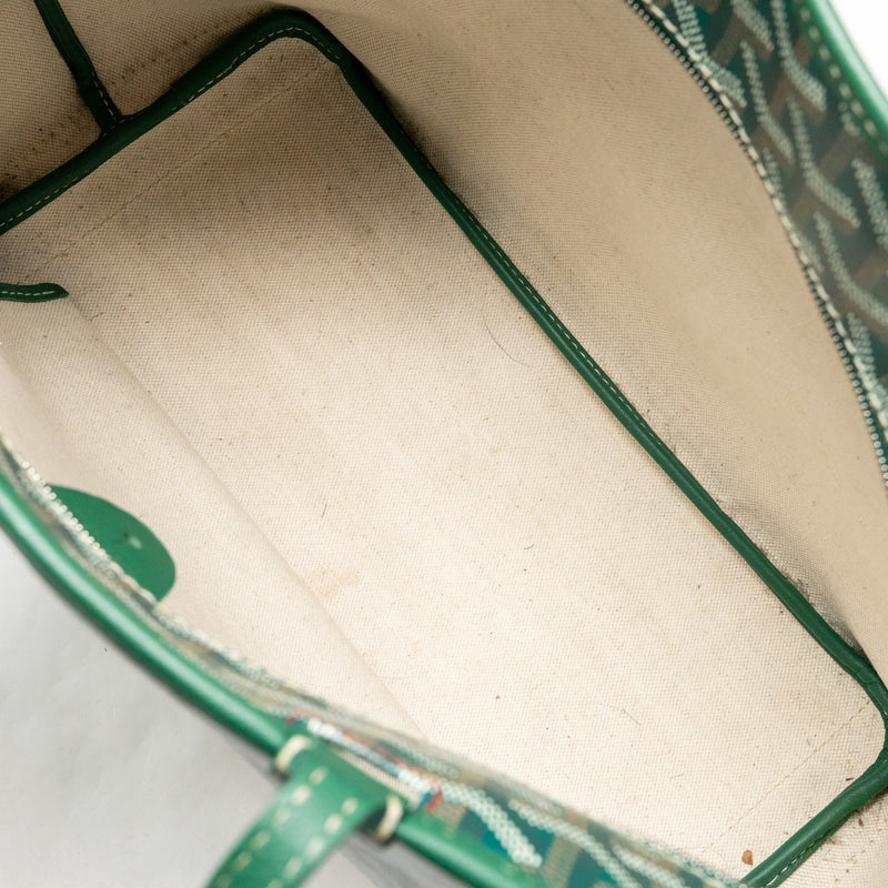 Goyard Artois PM Handbag Goyardine Canvas/Calfskin Green SHW