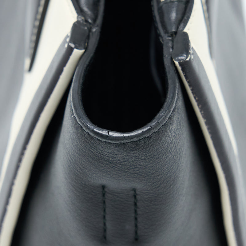 Prada Double Zip Tote Bag Calfskin Black/White SHW