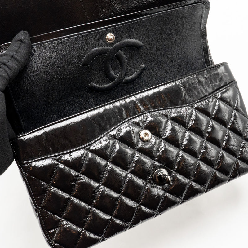 Chanel Medium Classic Double Flap Bag Patent SO Black
