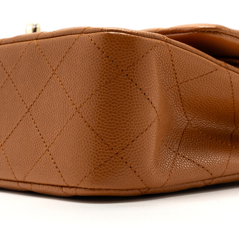 Chanel Medium Classic Double Flap Bag Caviar Caramel LGHW(Microchip)