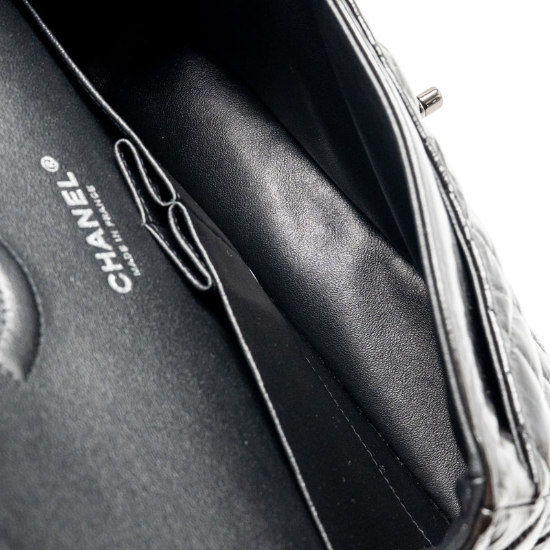 Chanel Medium Classic Double Flap Bag Patent SO Black