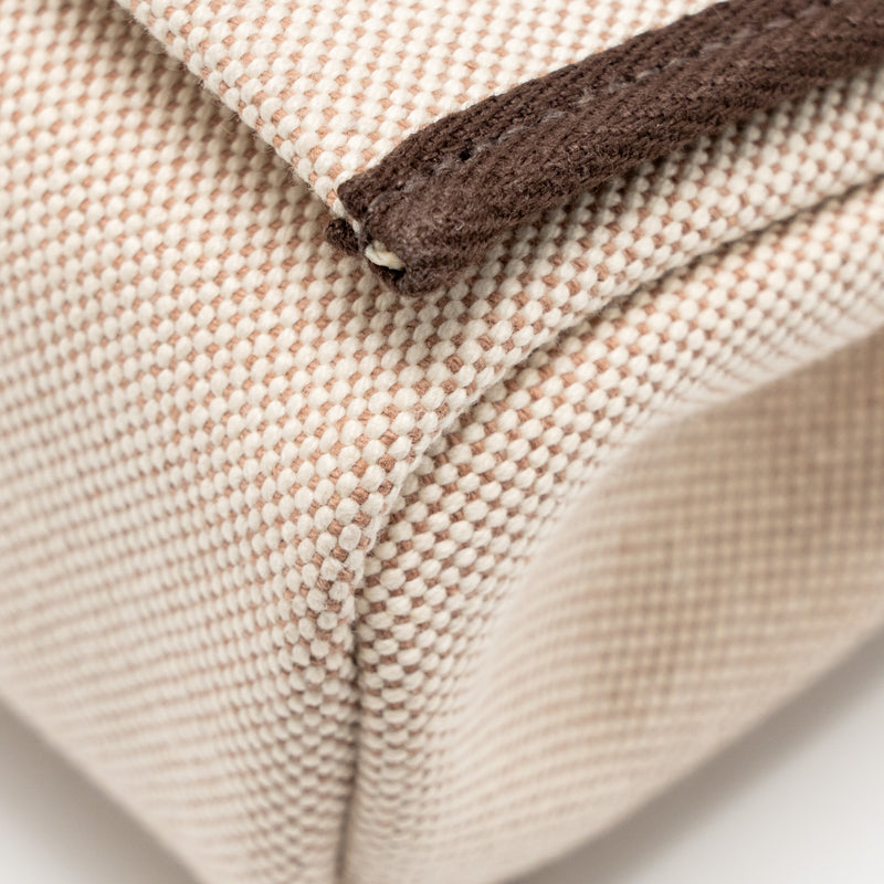 Hermes Herbag Mini Canvas/Hunter Leather Ecru-Beige/Ebene GHW Stamp W