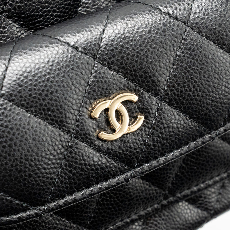 Chanel Mini backpack / crossbody bag caviar black LGHW (microchip)