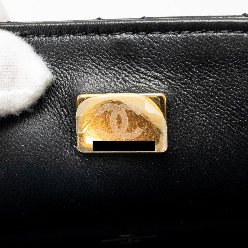 Chanel 23a Crystal Top Handle Flap Bag Shiny Lambskin Black LGHW(microchip)