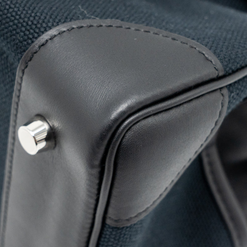 Hermes Birkin 25 Cargo Toile Goeland/Swift Black SHW Stamp B