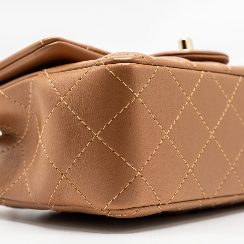 Chanel 22s Mini Rectangular Flap Bag Lambskin Caramel LGHW (microchip)