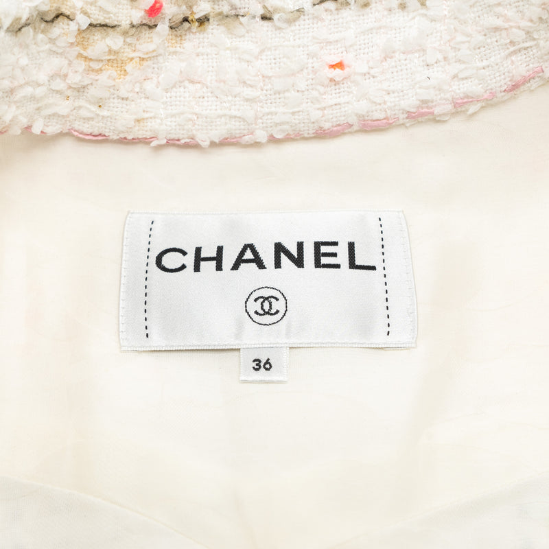 Chanel size 36 tweed jacket Cotton/polyamide/wool White/Multicolour