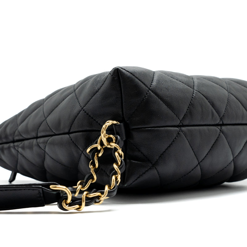 Chanel 22B Hobo Bag Lambskin Black Brushed GHW (Microchip)