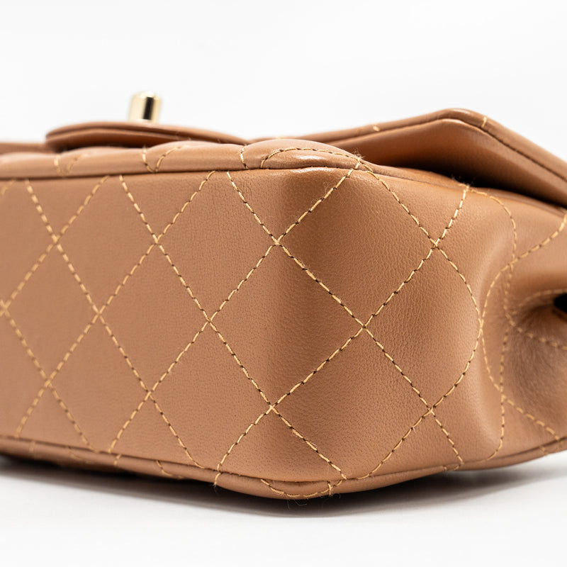 Chanel 22s Mini Rectangular Flap Bag Lambskin Caramel LGHW (microchip)