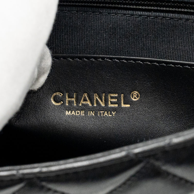 Chanel 24C Quilted Small Messenger Bag Black Lambskin GHW (Microchip)