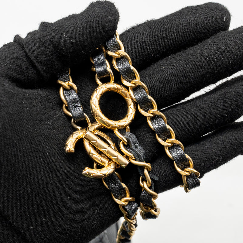 Chanel 23B Wallet On Chain with Adjustable Chain Caviar Black GHW (Microchip)