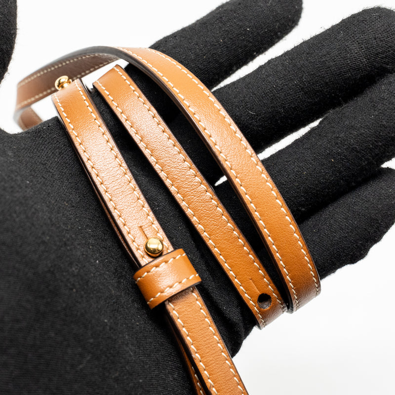 Celine Wallet On Strap Triomphe Canvas / Smooth Lambskin Tan GHW