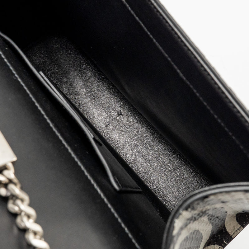 Saint Laurent/YSL Medium Kate Shoulder Bag with Tassel Embossed Leather Black/White SHW