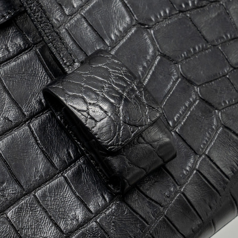 Saint Laurent Nano Sac De jour croc embossed calfskin black SHW