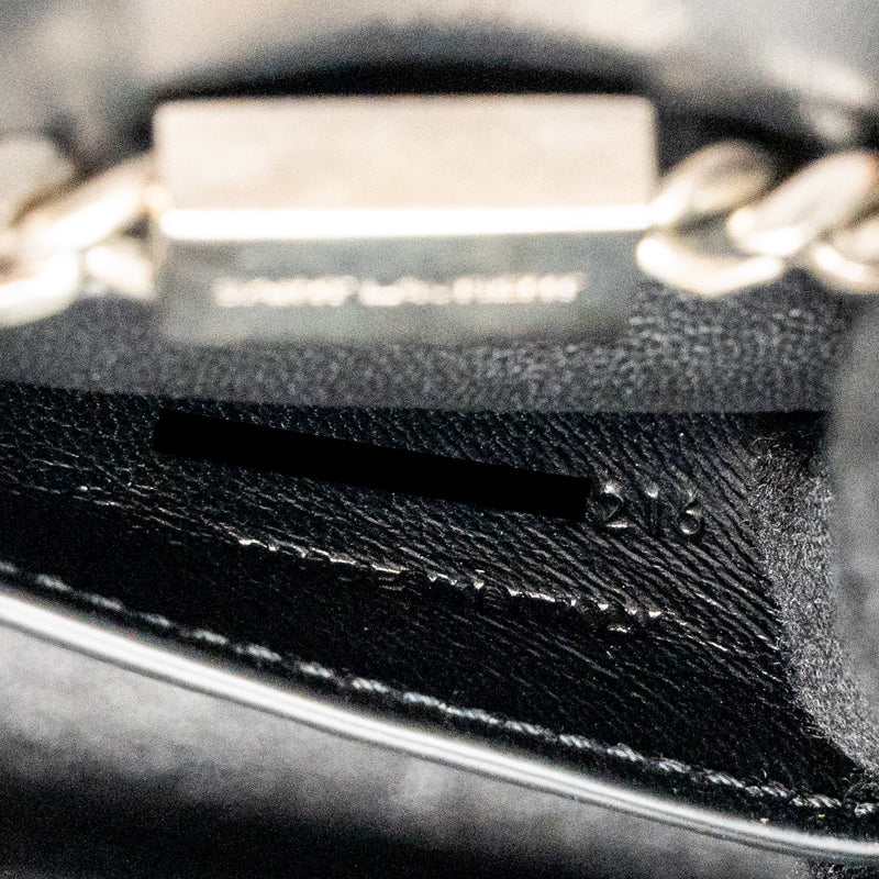 Saint Laurent/YSL Medium Kate Shoulder Bag with Tassel Embossed Leather Black/White SHW