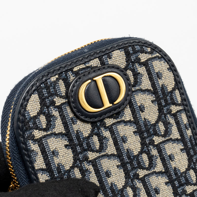 Dior 30 Montaigne Phone Pouch Oblique Jacquard Canvas Navy GHW
