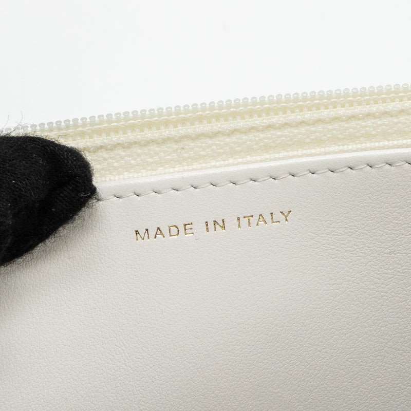 CHANEL BOY WALLET ON CHAIN CAVIAR WHITE LGHW (Microchip)