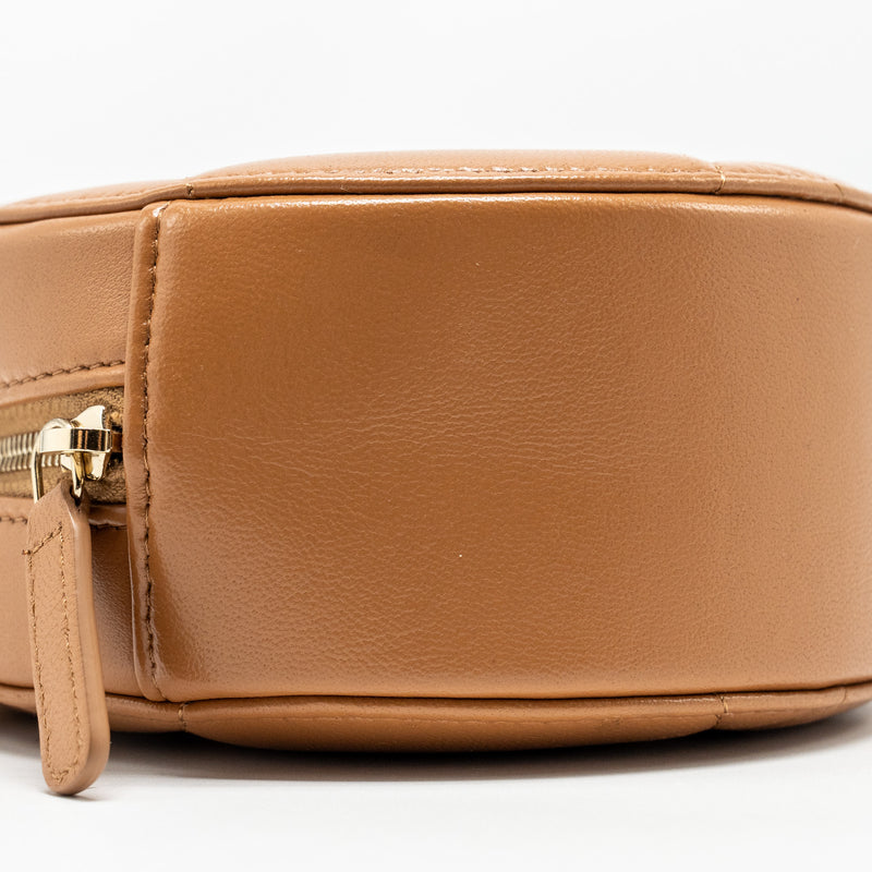Chanel 19 Round Clutch with Chain Lambskin Caramel Multicolour Hardware (microchip)