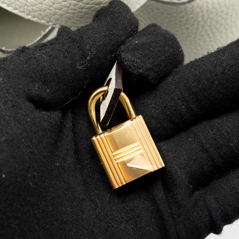 Hermes Picotin 18 Lock Bag Clemence Gris Neve GHW Stamp B