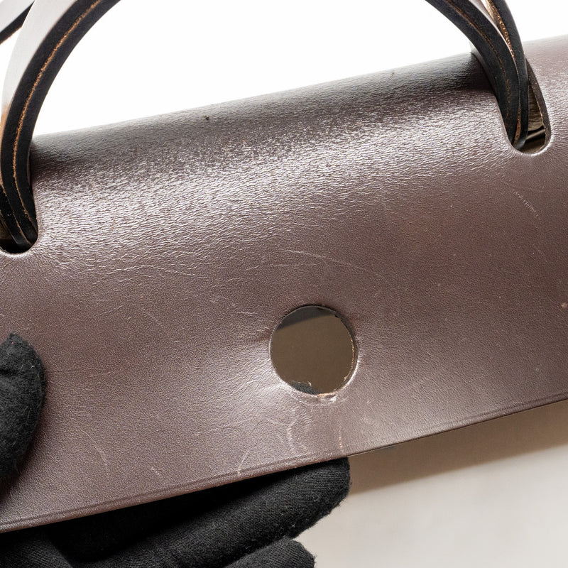 Hermes Herbag Zip 39 Canvas/Hunter Leather Etoupe/Ebene SHW Stamp X