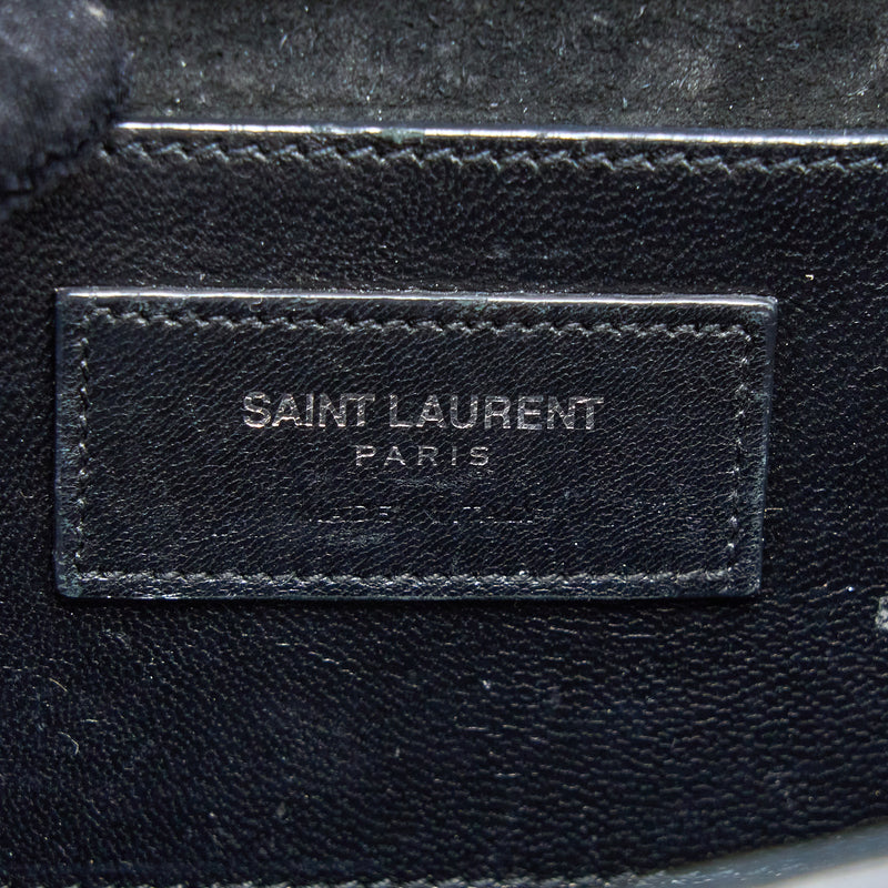 Saint Laurent Kate Bag Croc Embossed Leather Grey SHW