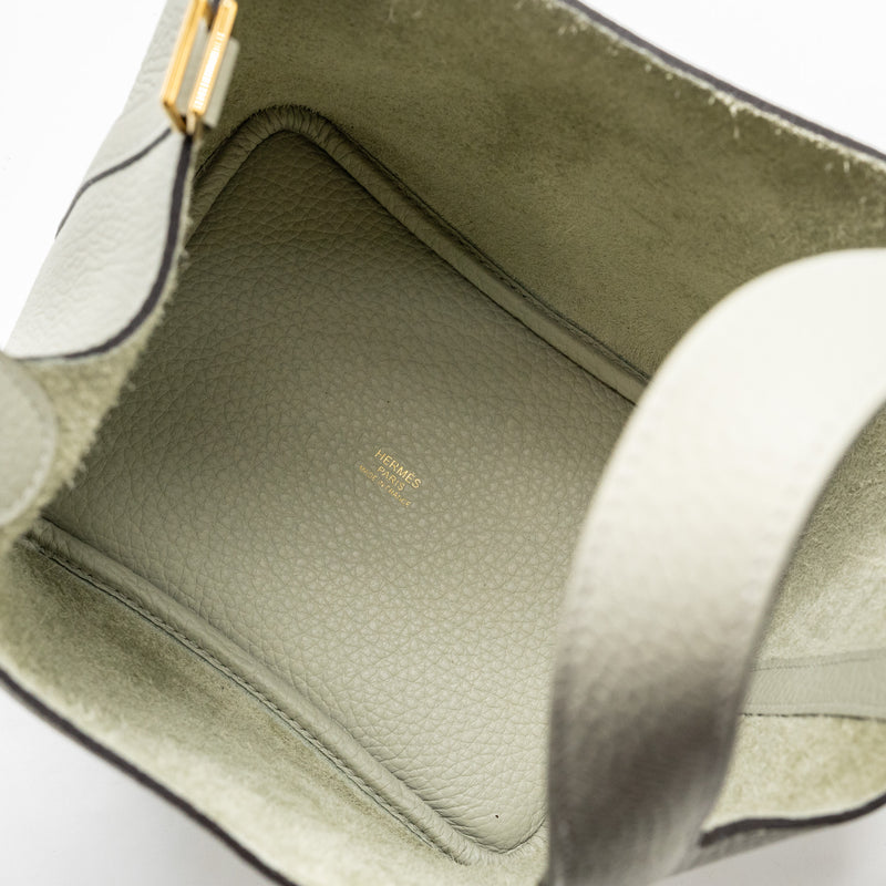 Hermes Picotin 18 Lock Bag Clemence Gris Neve GHW Stamp B