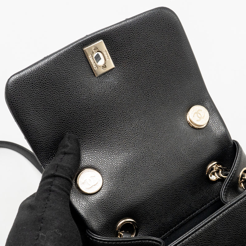 Chanel Triple Pocket Backpack Caviar Black LGHW (Microchip)