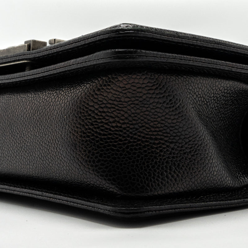 Chanel small boy bag caviar black ruthenium hardware