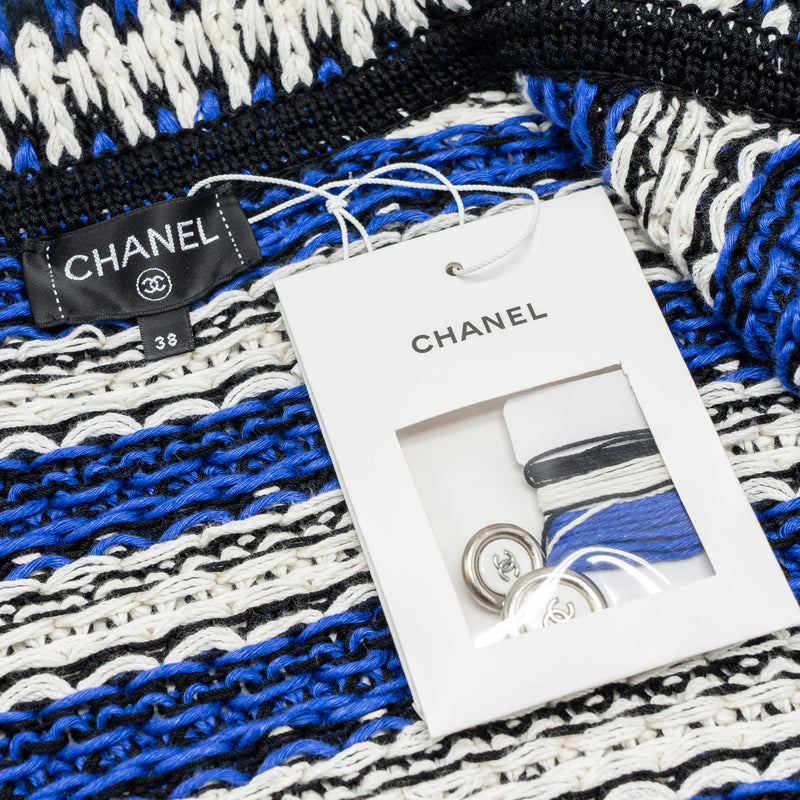 Chanel size 38 21C cotton jacket Cotton/Linen/paper blue/white/black