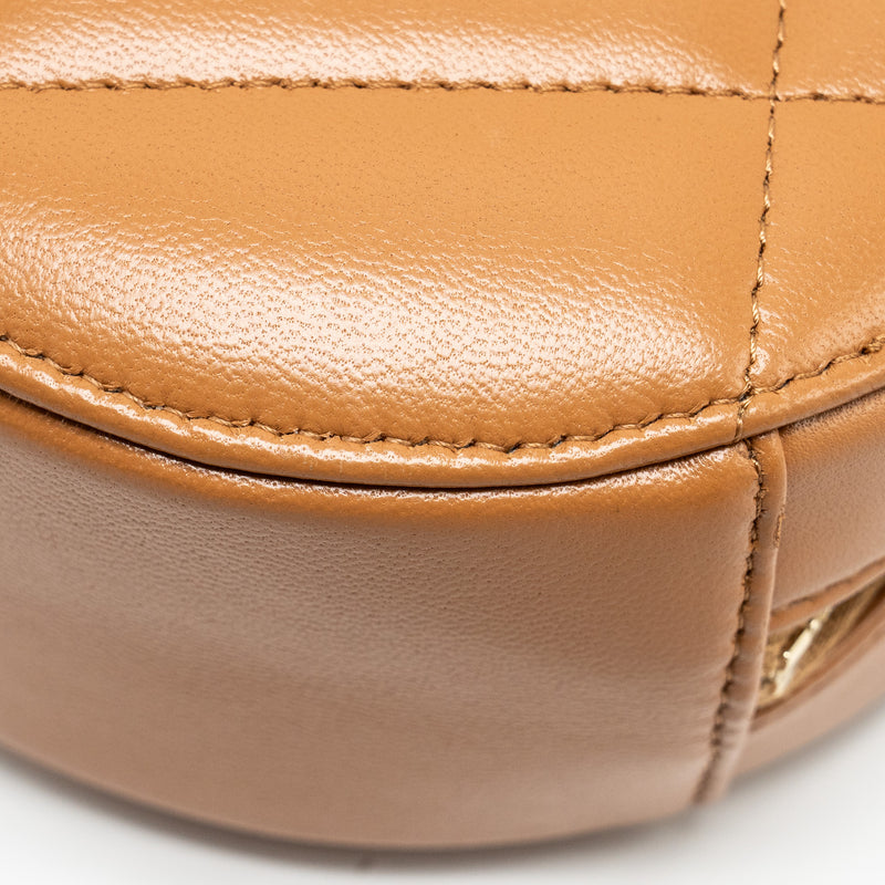Chanel 19 Round Clutch with Chain Lambskin Caramel Multicolour Hardware (microchip)