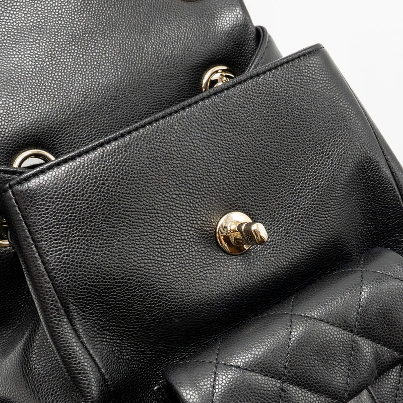 Chanel Triple Pocket Backpack Caviar Black LGHW (Microchip)