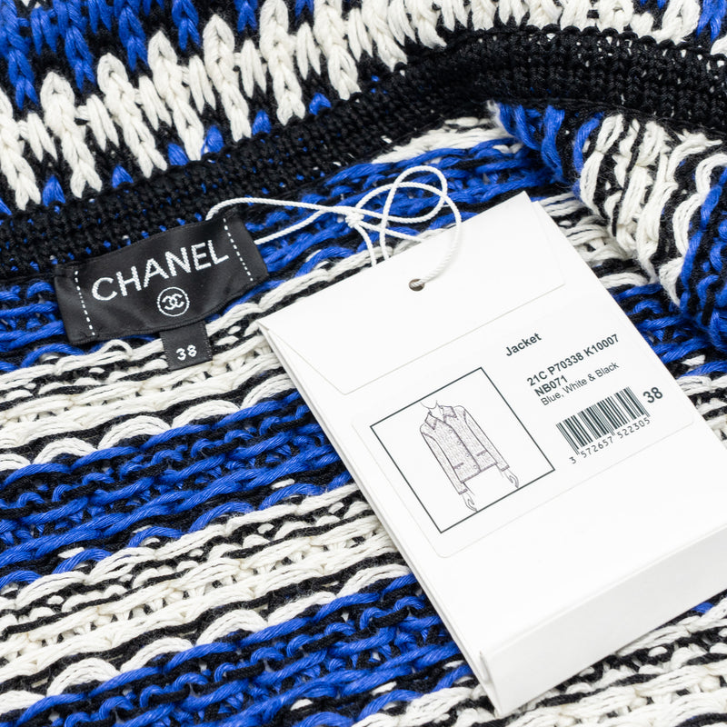 Chanel size 38 21C cotton jacket Cotton/Linen/paper blue/white/black
