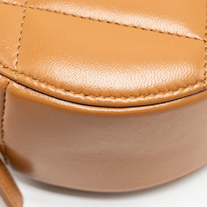 Chanel 19 Round Clutch with Chain Lambskin Caramel Multicolour Hardware (microchip)