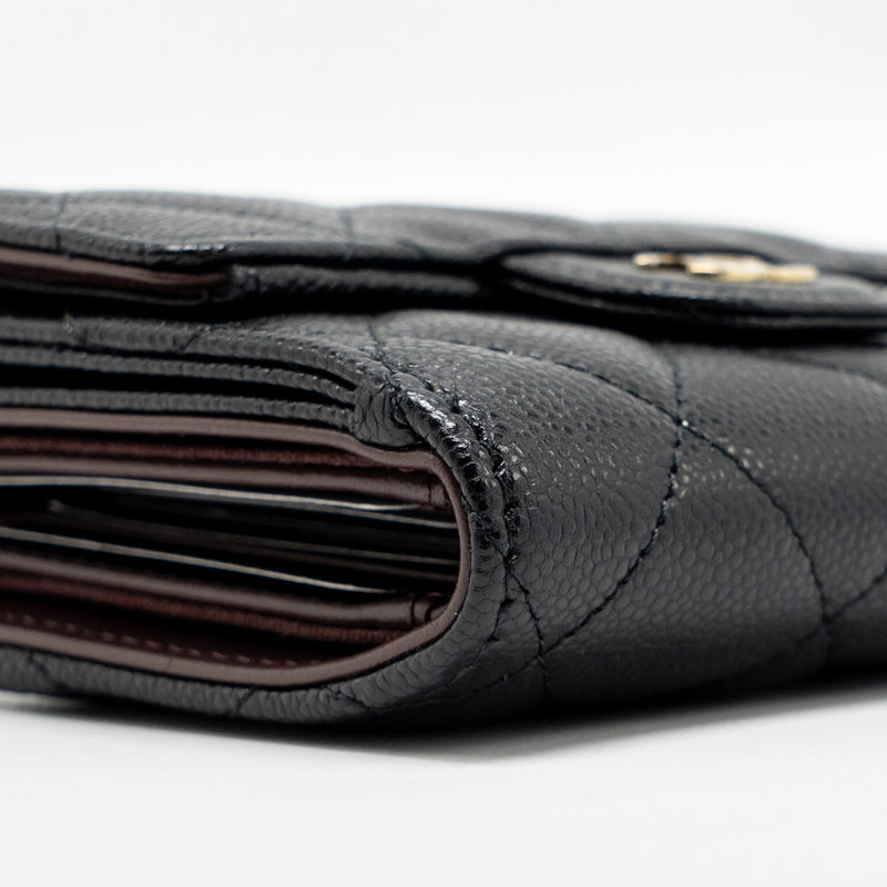 Chanel Compact Wallet Caviar Black LGHW (microchip)
