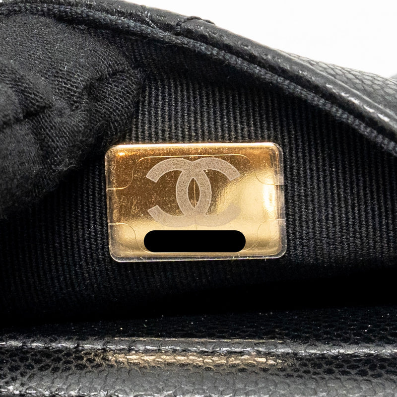 Chanel Triple Pocket Backpack Caviar Black LGHW (Microchip)
