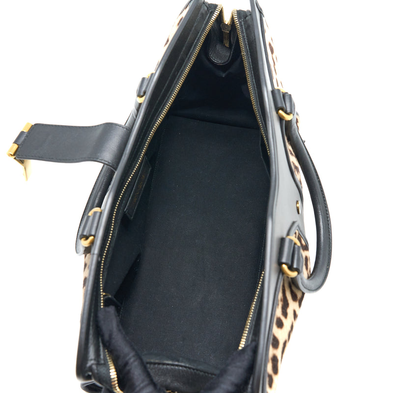Saint Laurent Cabas Chyc Tote Bag Animal Print Horsehair/Calfskin Black GHW