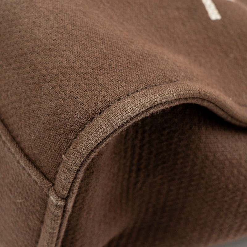 Chanel Deauville tote bag canvas dark brown LGHW (microchip)