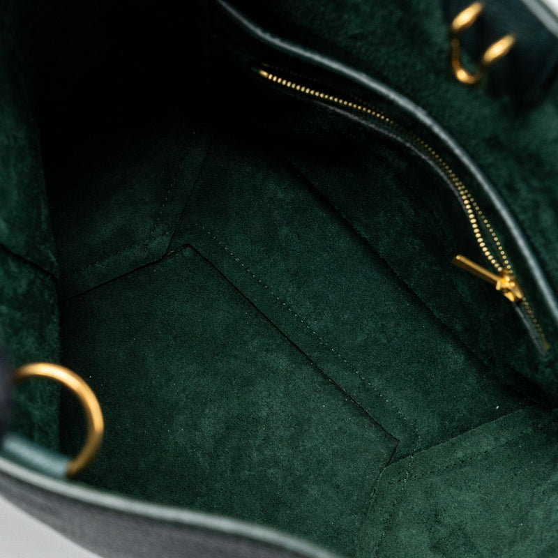 CELINE SMALL SANGLE BUCKET BAG CALFSKIN DARK GREEN GHW