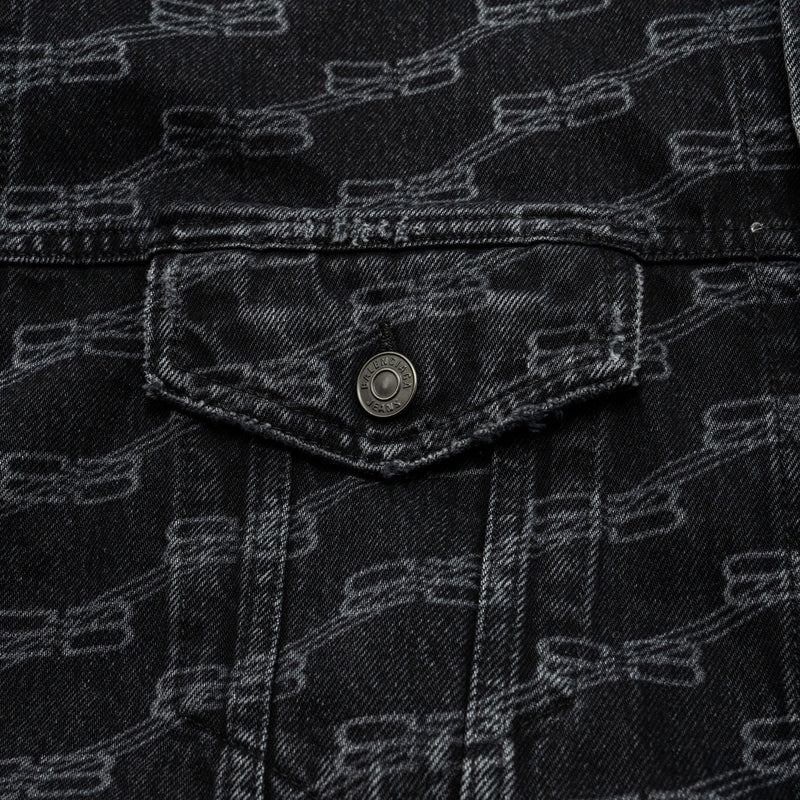 Balenciaga size XS oversized logo-print denim jacket black